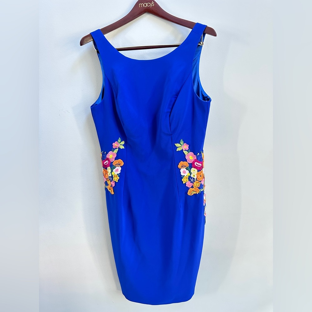 Chi Chi London Royal Blue Floral Embroidered Pencil Dress size 16
